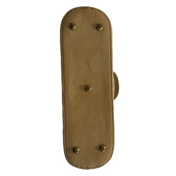 Vintage 1980s Jacob’s Authentic Cream Brown Leather Cowhide Women’s Handbag - Picture 2 of 8